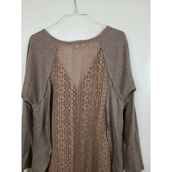 A'reve Womens BOHO Fairy Cardigan Medium Brown Crochet Button Front Oversized - Picture 4 of 8